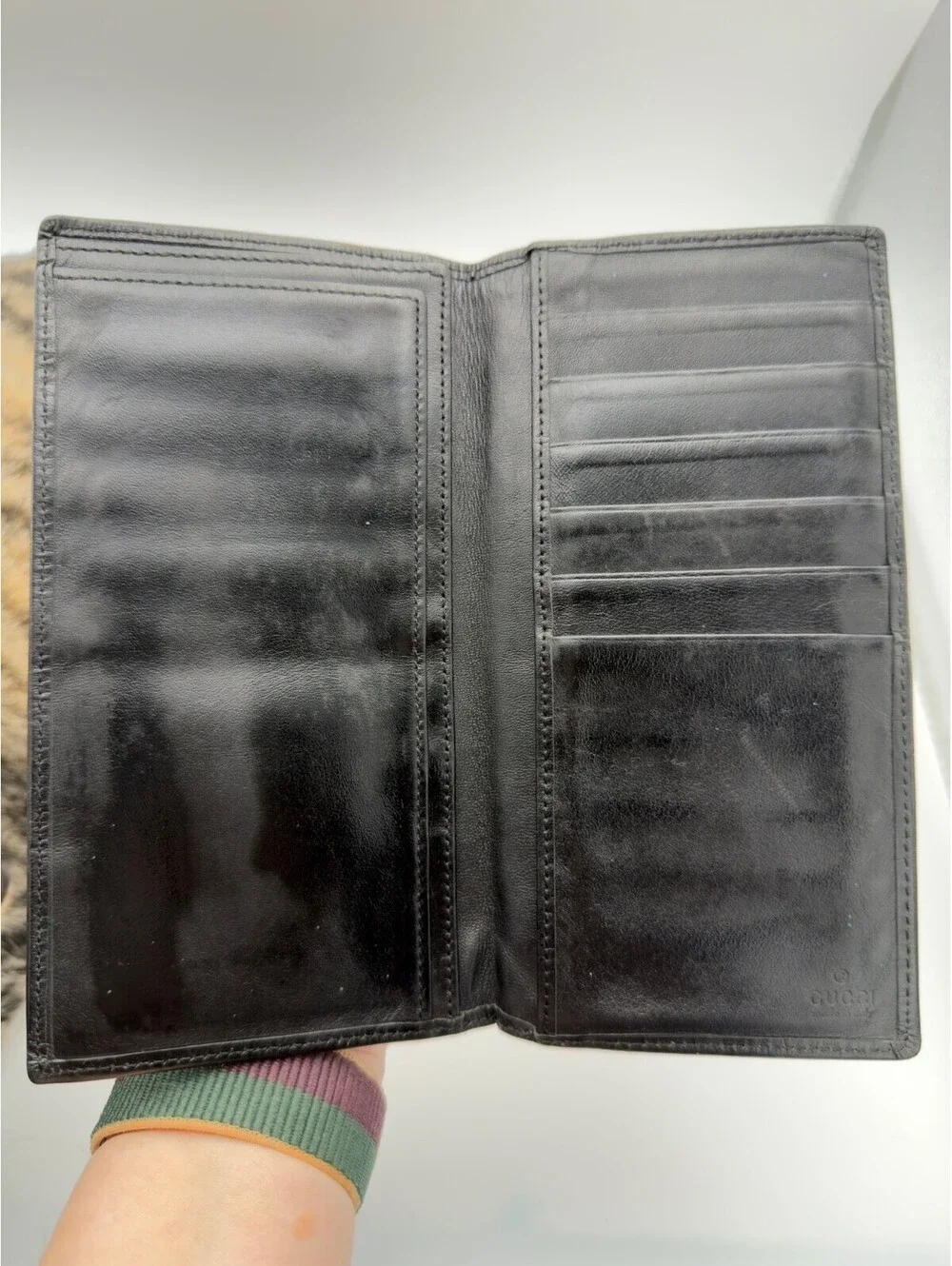 Authentic Gucci Men’s Tom Ford Era G Black Leather Long Bifold Wallet Vertical